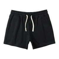 Muške pamučne pamučne hlače Sportska elastična srednja struka čipke kratke hlače crna m
