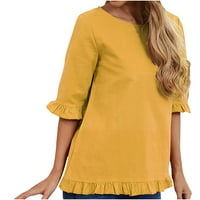 Ljetne košulje za žene casual ruffles bluza modna košulja za okrugle vrat pune boje tunika labavi polovina