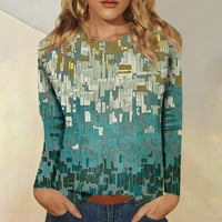 Bazyrey dukserica za ženske trendy s dugim rukavima cvjetni ispis labavi bluze okrugli vrat casual pulover