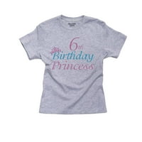 6. rođendan princeze tiara kruna pamučna majica ružičasta dječaka siva majica