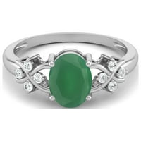 10k bijeli zlatni ovalni oblik zelenog monskog zaručničkog prstena