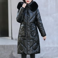 Jaknski kaput za žene Vintage cvjetni casual gornja odjeća modni kaputi jakna modna duga pamučna jakna s kapuljačom s dugim rukavima crna l