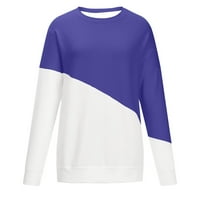 Crewneck Fall dukseri za žene Ležerne vrhove Boja Blok Lagani pulover Labave majice s dugim rukavima Žene odjeću