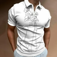 Daqian Muns T-majice za čišćenje muškog kratkih rukava sa zatvaračem zatvarača patentni zatvarač na vrhu tanak fit na otvorenom Golf tenis majica Muška majica Clearence White 8