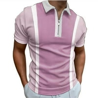 Muška majica Cleance Plus Veličina Casual Stripes Zip Organiswown Pulover patentni zatvarač s kratkim rukavima