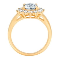 2. CT sjajan ovalni rezan čist simulirani dijamant 18k žuti zlatni halo pasijans sa accentima prsten sz 10.75