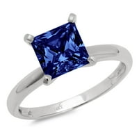 CT briljantna princeza Clear Simulirani dijamant 18k bijeli zlatni pasijans prsten sz 7.25