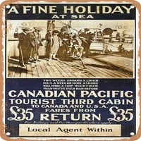 Metalni znak - dobar odmor na moru Kanadska pacifička turistička treća kabina Vintage ad - Vintage Rusty