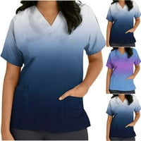 Tie-Dye Ispiši piling za žene 4-smjerna košulja za prosipčenje Casual Vneck Radna uniforma bluza sa džepovima