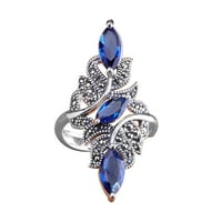 Yueulianxi umjetni cvijet dijamantni prsten Elegantni prsten za rhinestone za žene modni puni dijamantni zvoni za žene veličine 10