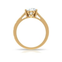 CT Thee Prong set Pear Cut Solitaire Moissanitni prsten sa elegantnim naglaskom, 14k žutom zlatom, SAD