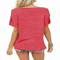Ženski kratki rukav jedan majica s jednim ramenom od tiskanih majica na vrhu Ljetna casual labava bluza