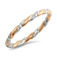 Rose Gold-Tone Twisted konopsko slaganje sterlinga Srebrna prstena nakita Ženska muško Unizno veličine 11