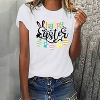 Žene Uskršnje košulje Rabs Uskršnji jaja Grafički kratki rukav Smiješni majica Crew Crt Comfy bluza Uskrsni poklon za žene