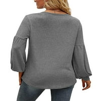 Glookwis ženska bluza s dugim rukavima Osnovna majica Casual Labav pulover V izrez Solid boja Majica