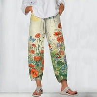 Cvjetni ispis širokih nogu hlače modne casual plus veličine hlače dužine gležnja