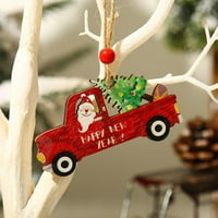 Altsale rustikalni božićni ukrasi crveni kamion Christmas Drvo ukras Drvena seoska kuća viseći obrt, 1pc
