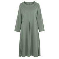 Plus veličina haljine za žene čišćenje modnih žena Ljeto casual pune rukave O-izrez čvrsto posteljina