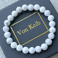 Von Keib polufametni howlite dragosmed narukvica Kristalno okrugle perle Yoga Stretch narukvica za muškarce
