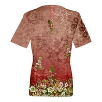 Huachen Womens Ljetni vrhovi kratkih rukava Vruća V izrez Slim Fit Short rukave majice Spring Bluza