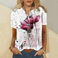 Yyeselk Trendy Womens Ljetni bluze Ležerne tipke UP UP V-izrez Kratki rukovi udobne majice Moda Prekrasna