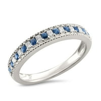Carat Princess-Cut Blue Sapphire i Diamond Wedding bend u bijelom zlatu 14k