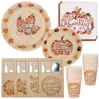 Juiluna Zahvalni papirni tanjuri i salvete za jednokratnu upotrebu za večeru za goste za goste Pumpkin