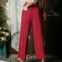 Ženske pantalone Prodaja Moda Ženski povremeni elastični struk džep Solid Color Hlarousers Long Hlače