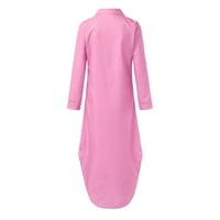 Baberdicy Maxi haljina Ženska modna rever gumba proreza košulja haljina casual haljina ružičasta 5xl