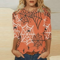Dasayo Žene Casual Spider Web Print bluza Šuškalica Halloween Pulover Crew Tonic Tonic
