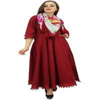 BIMBA BLARED MAROON PAMUT POM-POMS KURTA Classic Anarkali haljina sa šalom - 18