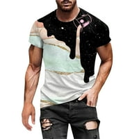 Fabiurt Muške sportske košulje Muške modne ležerne prilike 3D Digitalni tisak Okrugli vrat Majica Top Bluza s kratkim rukavima, Khaki