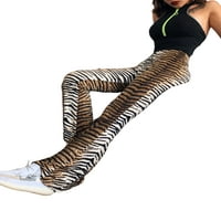 MA & Baby Ženski životinjski leopard Tiger Print Flare Hlače visoki struk mršavi bell donje žene duge