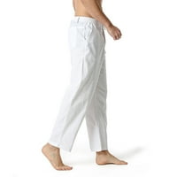 Iopqo joga hlače Muške pamučne lanene ležerne lagane elastične strugove Hlače kuće Hlače hlače hlače