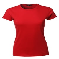 A2Y ženska osnovna čvrsta prstena pamuk kratki rukav kratki čahur Crt majica Tee vrhovi crvene s