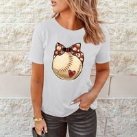 Vrhovi za žene bejzbol srce grafički bejzbol odjeću za srce Tunika bijela xxl