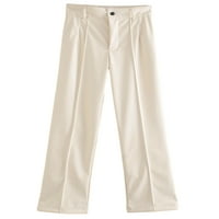 Avamo Fau Kožne hlače za žene Čvrsto boje visoke struke ravne pantalone za noge Vintage Streetwear PU kožna pant
