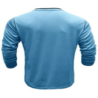 Majica luxplum muškarci s dugim rukavima Henley Tops Slim Fit Basic Tee dnevna habanje bluza svijetlo plava xl