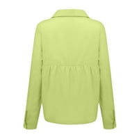 Bluze za slobodno vrijeme s dugim rukavima Solid ljetni vrh za žene zelena 3xl