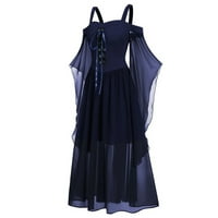 Hawdenio Hallowen Plus Veličina haljina za žensko čišćenje GotHic Retro Solid Boja Patchwork hladnog