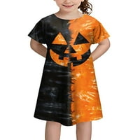 TENMI TODDLER Party haljine Pumpkin Print Midi haljina posada Crta ljeto sandress linijski odmor Style-d l =