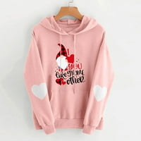 Rollbacks Valentinovo duksevi za žene Valentine Cute ELF Print Tops Pocket Hoodie Pulover parovi Modna