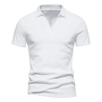 Muške vještine Bijele majice za muškarce Modni muški povremeni tanki ovratnik od lakih boja Majica kratkih rukava za bluze pamučne majice za muškarce mišićne majice za muškarce, bijele, 3xl