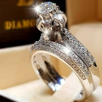 Wozhidaoke prstenovi za žene osam kandža rhinestone prsten srebrni kubični bridalni ljubavni Rhinestone