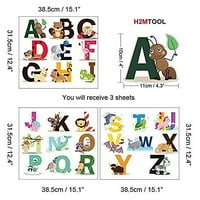 Mesase abecede zidne naljepnice, uklonjive životinjske abc obrazovne zidne naljepnice za djecu Dječji