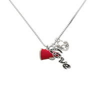 Delight nakit silvertone mali crveni megafon - Ogrlica za ljubav i zaključavanje šarm, 18 + 1