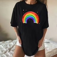 Košulje s popustom za žene Crewneck COSY bluza Ležerne prilike sa slobodnim padom rainbow Graphic Print