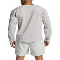Glookwis Muška majica dugih rukava prozračna t košulje za prozračivanje Crew Crt Sport Tops Solid Boja dnevna nosite sivu m