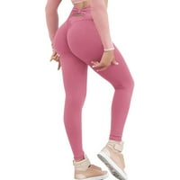 PLNOTME ženske visoke struk joge hlače Tummy Control Butt lifting Scrich plijen tajice Bowknot Solid