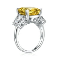 14.25ct žuti draguljski angažman prsten sterling srebrni pravokutni halo rođenje prsten za vjenčanje za vjenčanje za žene za žene prilagodljive veličine